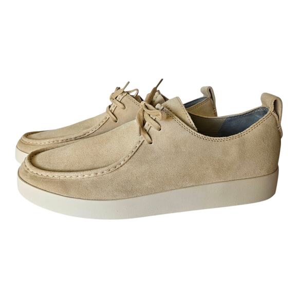 EVERLANE Men 12 Shoes Desert Tan Pebble Suede Leather Comfort Loafer Laces NEW - Picture 2 of 9